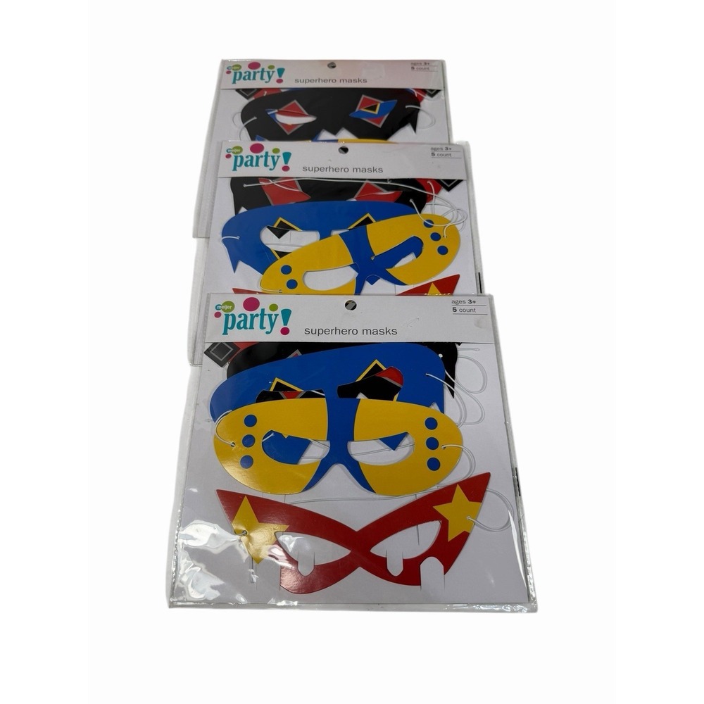3‎ packs of 5 count superhero face masks kids party favors